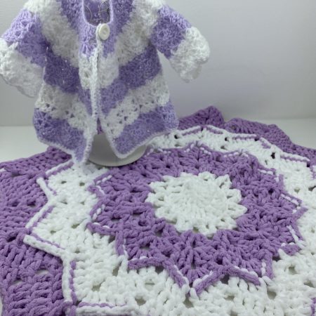 Baby blanket and cardigan set hand crocheted (Copy)