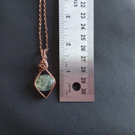 Copper wire wrapped Phrenite, non-tarnishing pendant and chain