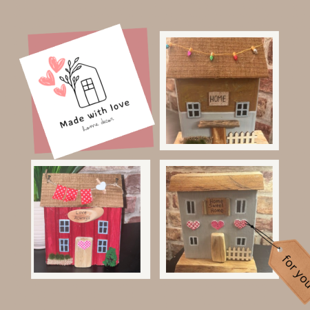 🏠 Handmade Wooden Cottage – double sided - Rustic Decor | Personalized Reclaimed Wood House (Copy)