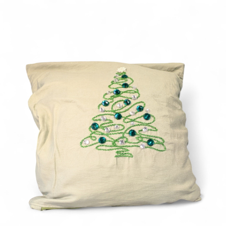 Hand Embroidered Chirstmas Tree , Christmas cushion
