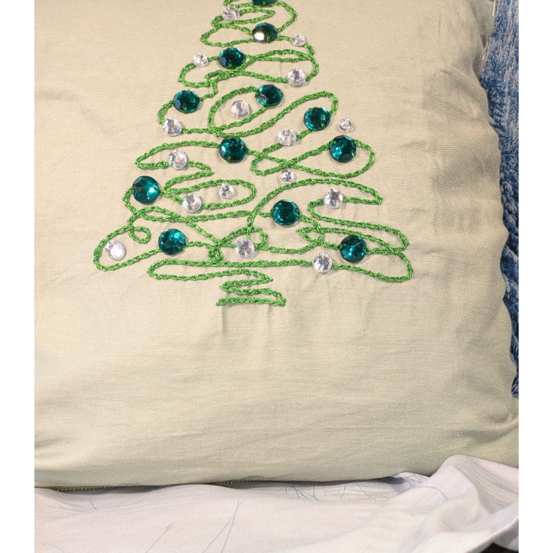 Hand Embroidered Chirstmas Tree , Christmas cushion