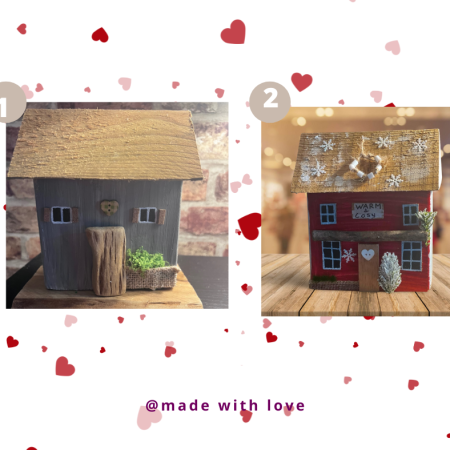 🏠 Handmade Wooden Cottage – double sided - Rustic Decor | Personalized Reclaimed Wood House (Copy)