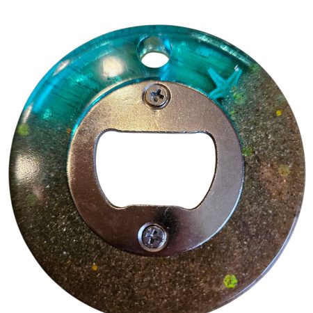 Nautical sea themed resin bottle opener with real sand, sea shells & starfish!