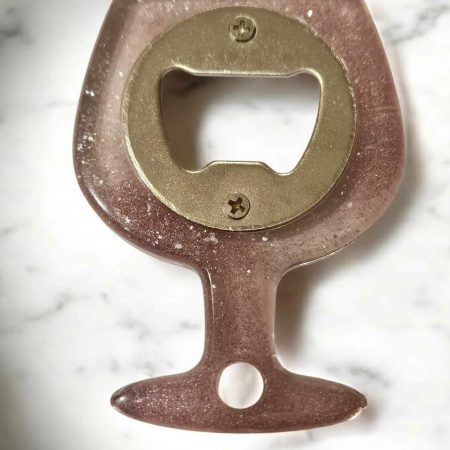 Pink sparkly resin bottle opener