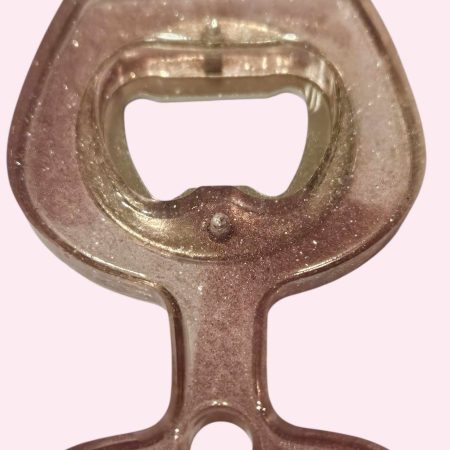 Pink sparkly resin bottle opener