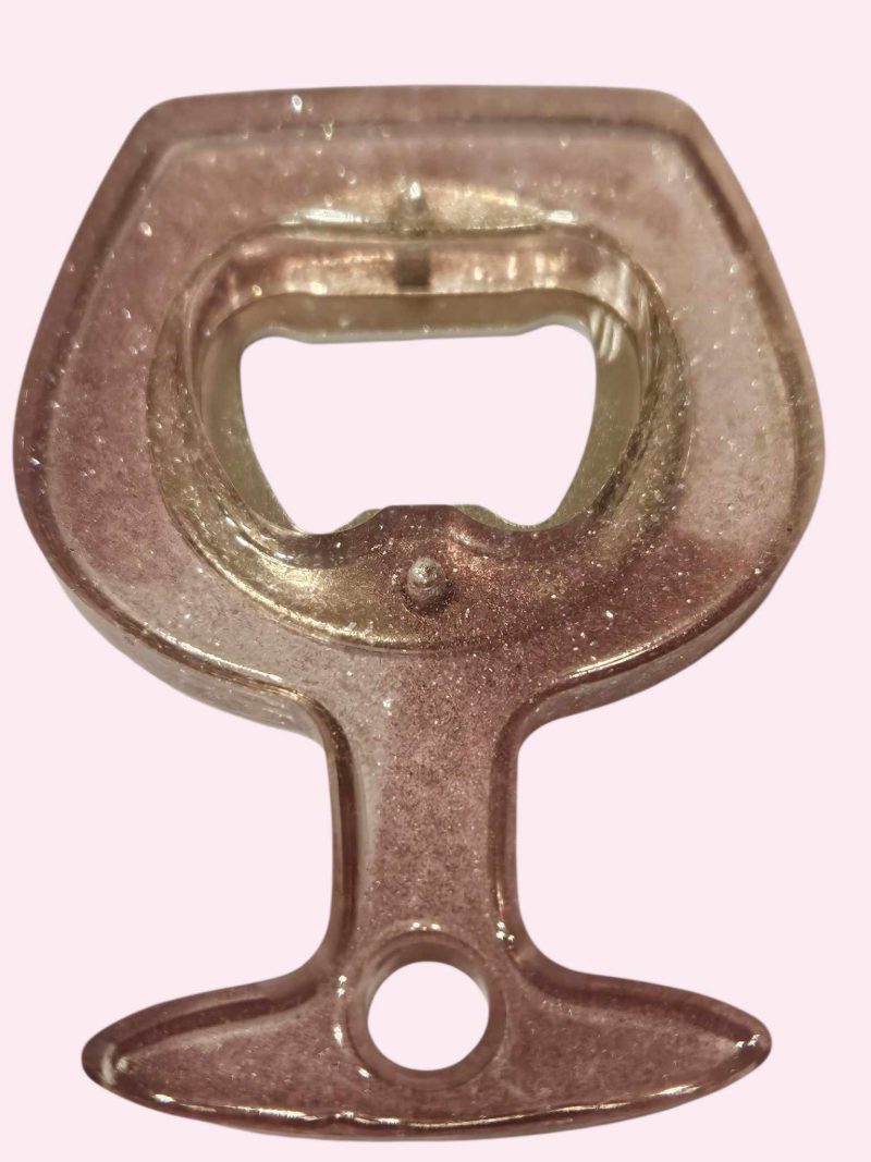 Pink sparkly resin bottle opener