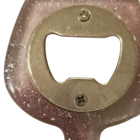 Pink sparkly resin bottle opener
