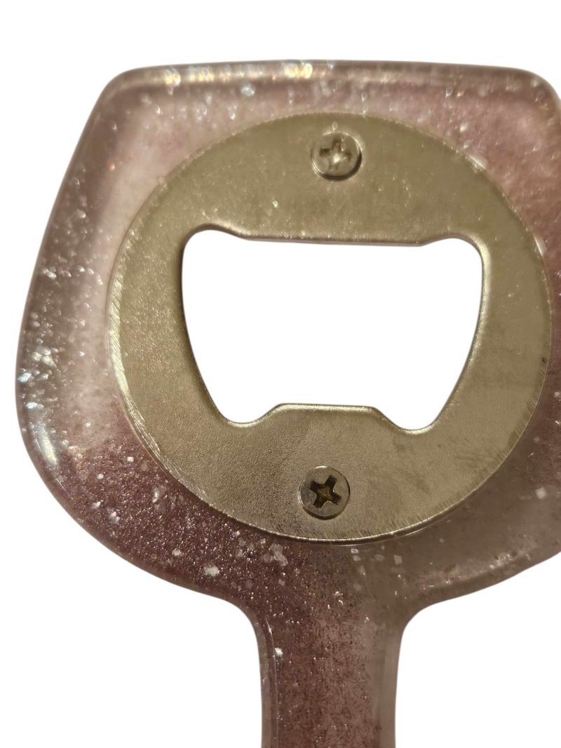 Pink sparkly resin bottle opener