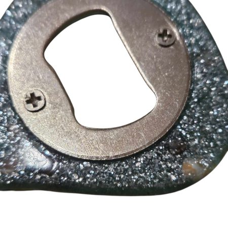 Blue & silver glitter sea themed bottle opener with real sea shells
