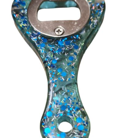Seashells, starfish & glitter nautical resin bottle opener