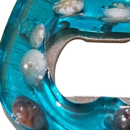 Blue resin sea theamed bottle opener with real sea shells