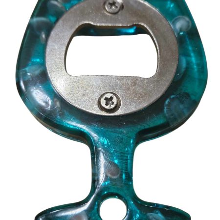 Blue resin sea theamed bottle opener with real sea shells