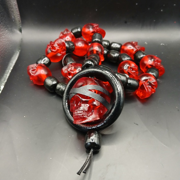 Arcane Artefacts - The Blind Prophet | handmade resin skull necklace/Prayer Beads | LARP, cosplay, theatre | 6 colours available