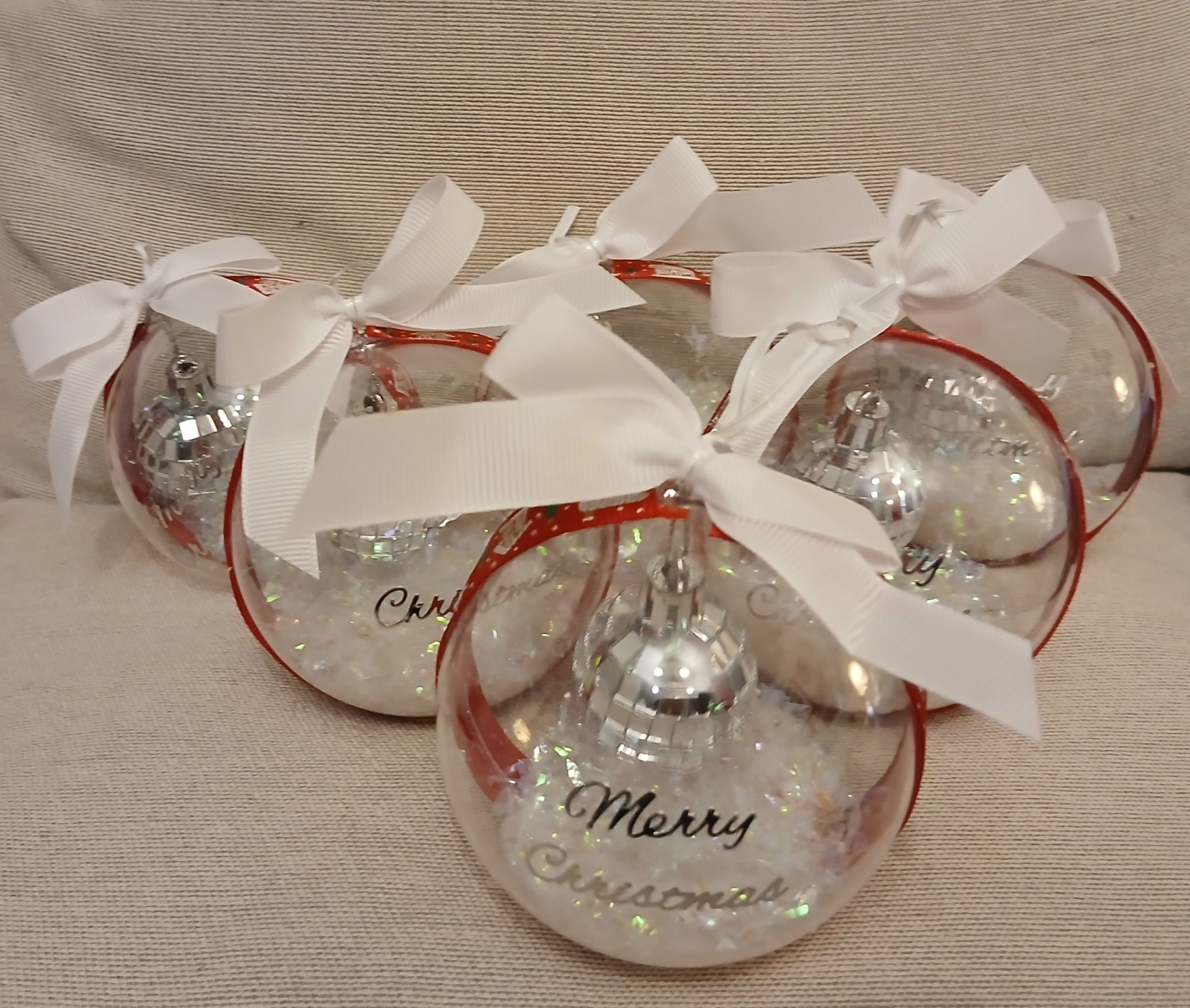 Glitter ball baubles pack 6