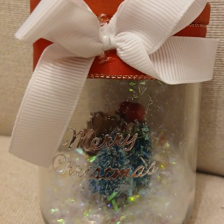 Christmas tree glitter jars