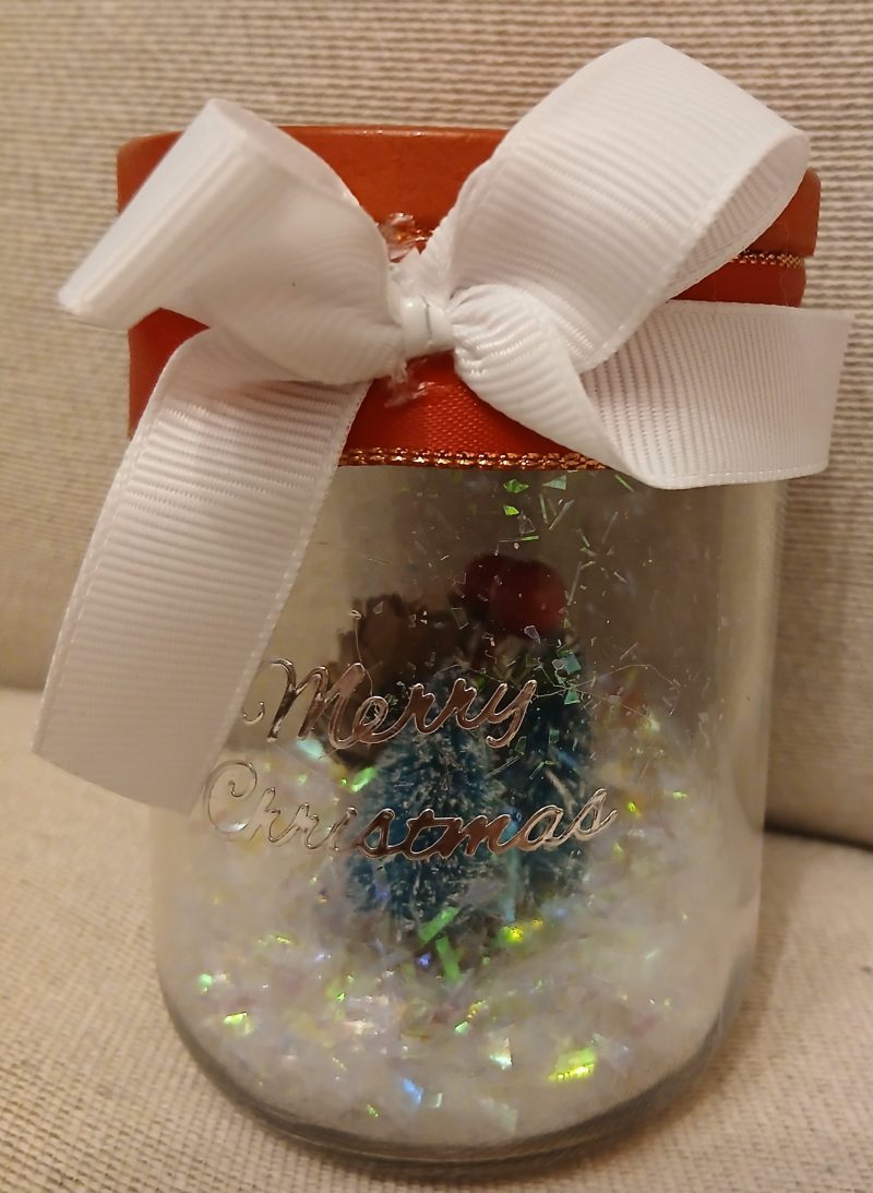 Christmas tree glitter jars