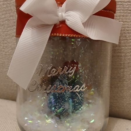 Christmas tree glitter jars