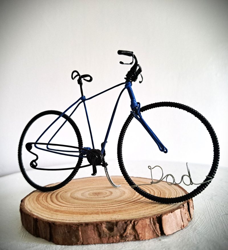 Personalised Bicycle Gift for Cyclists. Wire Bicycle Sculpture.
