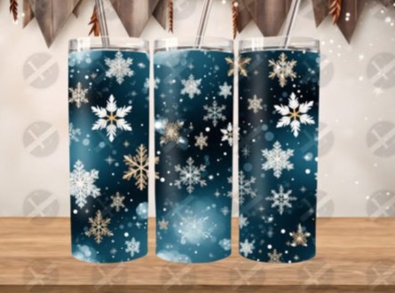 Snowy night 20oz stainless steel insulated tumbler with straw