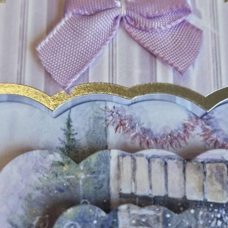 Silver & lilac father christmas decoupage christmas card 15cm x 15cm