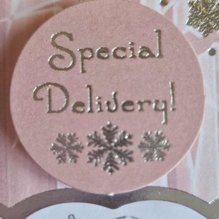 Silver & pink father christmas teddy bear decoupage christmas card 15cm x 15cm