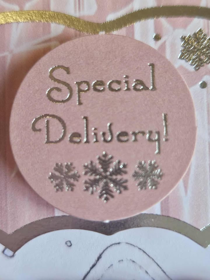 Silver & pink father christmas teddy bear decoupage christmas card 15cm x 15cm