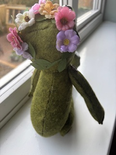 This collectible felt frog princess Gracie is hand sewn from Sarah Peel collection