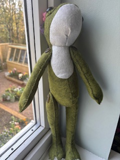 This collectible felt frog princess Gracie is hand sewn from Sarah Peel collection