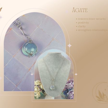 Pendant necklace| Agate | Wire-wrapped crystal jewellery| helps with anxiety