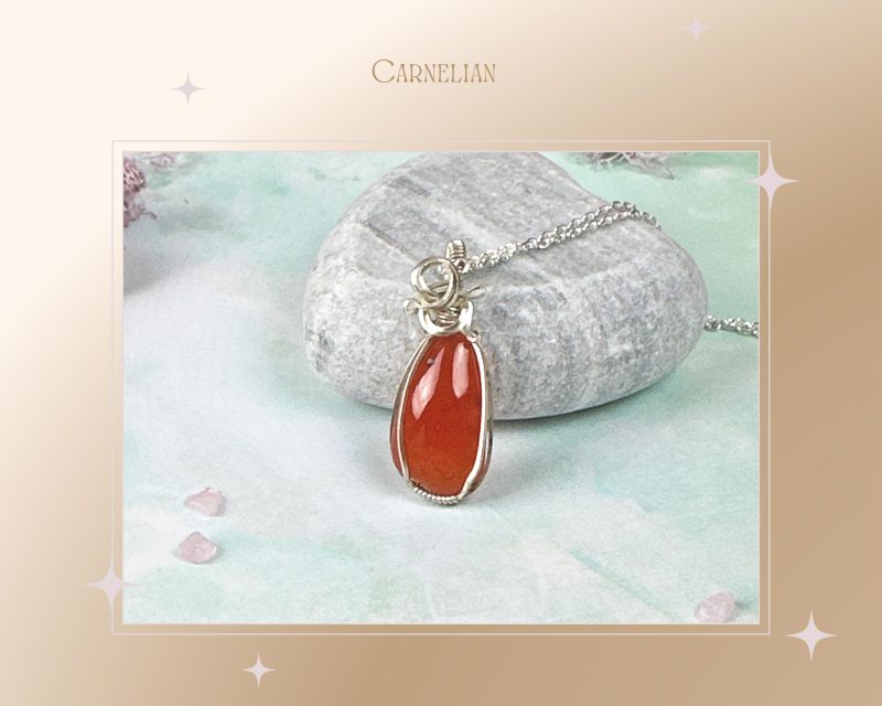 Carnelian Crystal Necklace|Pendant necklace|Wire wrapped jewellery| Crystal Healing Jewellery