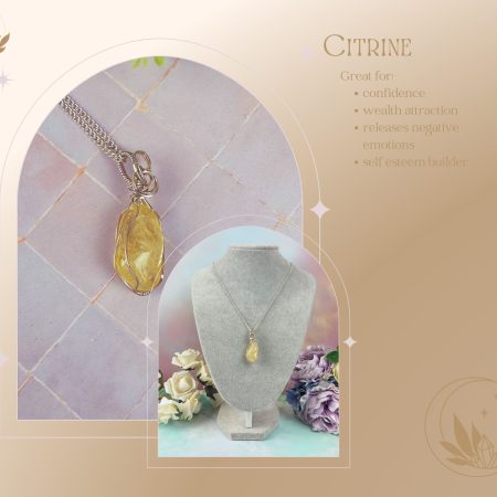 Citrine Pendant necklace|wire wrapped|crystal jewellery| confidence|wealth