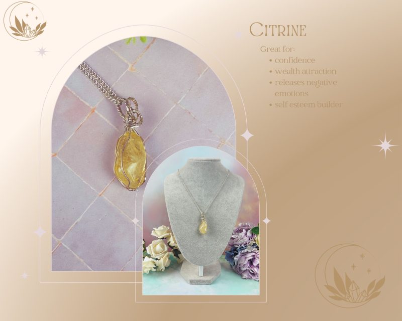 Citrine Pendant necklace|wire wrapped|crystal jewellery| confidence|wealth
