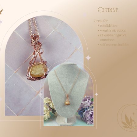 Citrine Crystal Pendant necklace| | Wire wrapped| Witchy Jewellery |Spiderweb