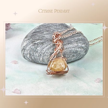 Citrine Crystal Pendant necklace| | Wire wrapped| Witchy Jewellery |Spiderweb