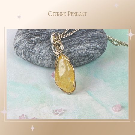 Citrine Pendant necklace|wire wrapped|crystal jewellery| confidence|wealth
