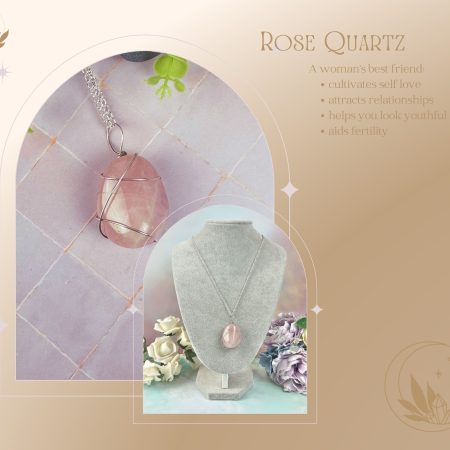 Rose Quartz Pendant necklace|Wire Wrapped Crystal | love | Gift for her