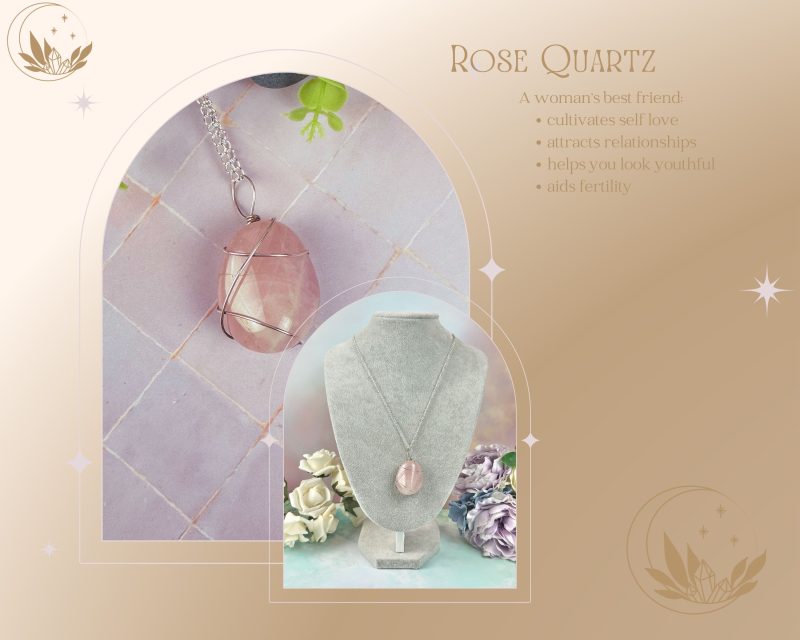 Rose Quartz Pendant necklace|Wire Wrapped Crystal | love | Gift for her