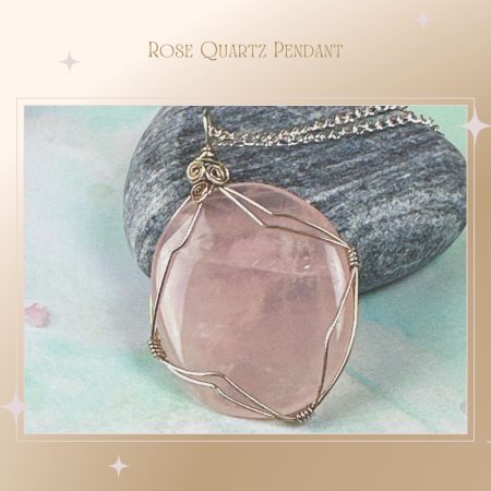 Rose Quartz Pendant necklace|Wire Wrapped Crystal | love | Gift for her