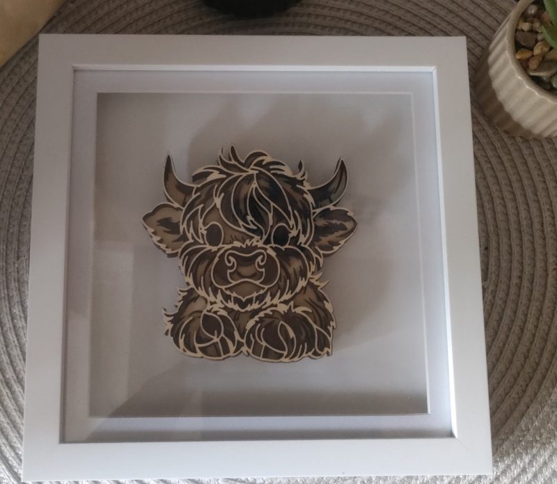 Framed layered highland cow