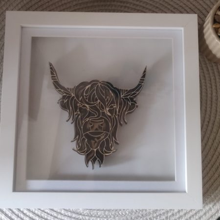 Framed layered highland cow