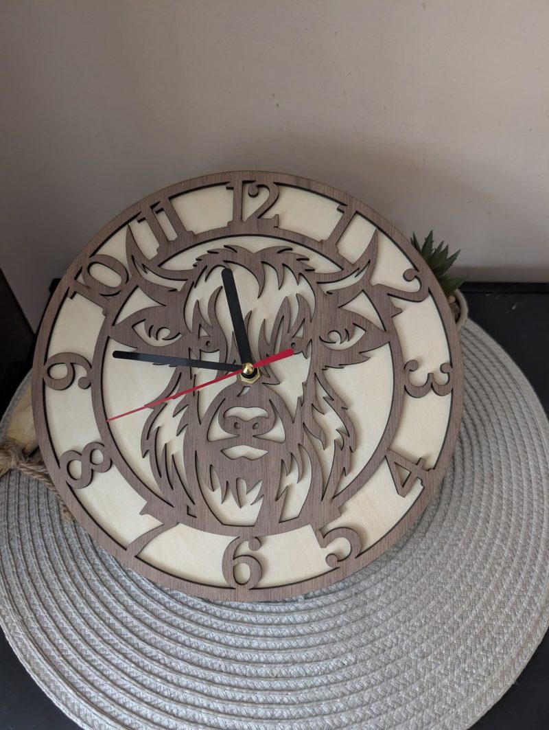 Highland cow clock