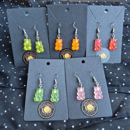 Cute handmade gummy bear dangly earrings