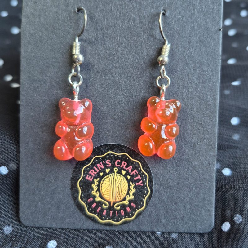 Cute handmade gummy bear dangly earrings