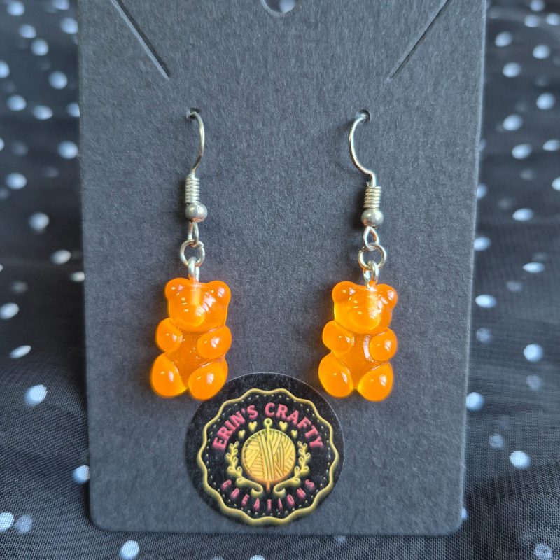 Cute handmade gummy bear dangly earrings