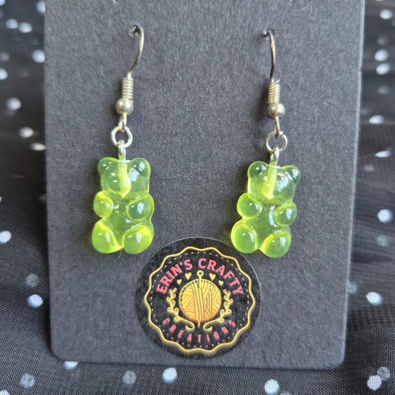 Cute handmade gummy bear dangly earrings