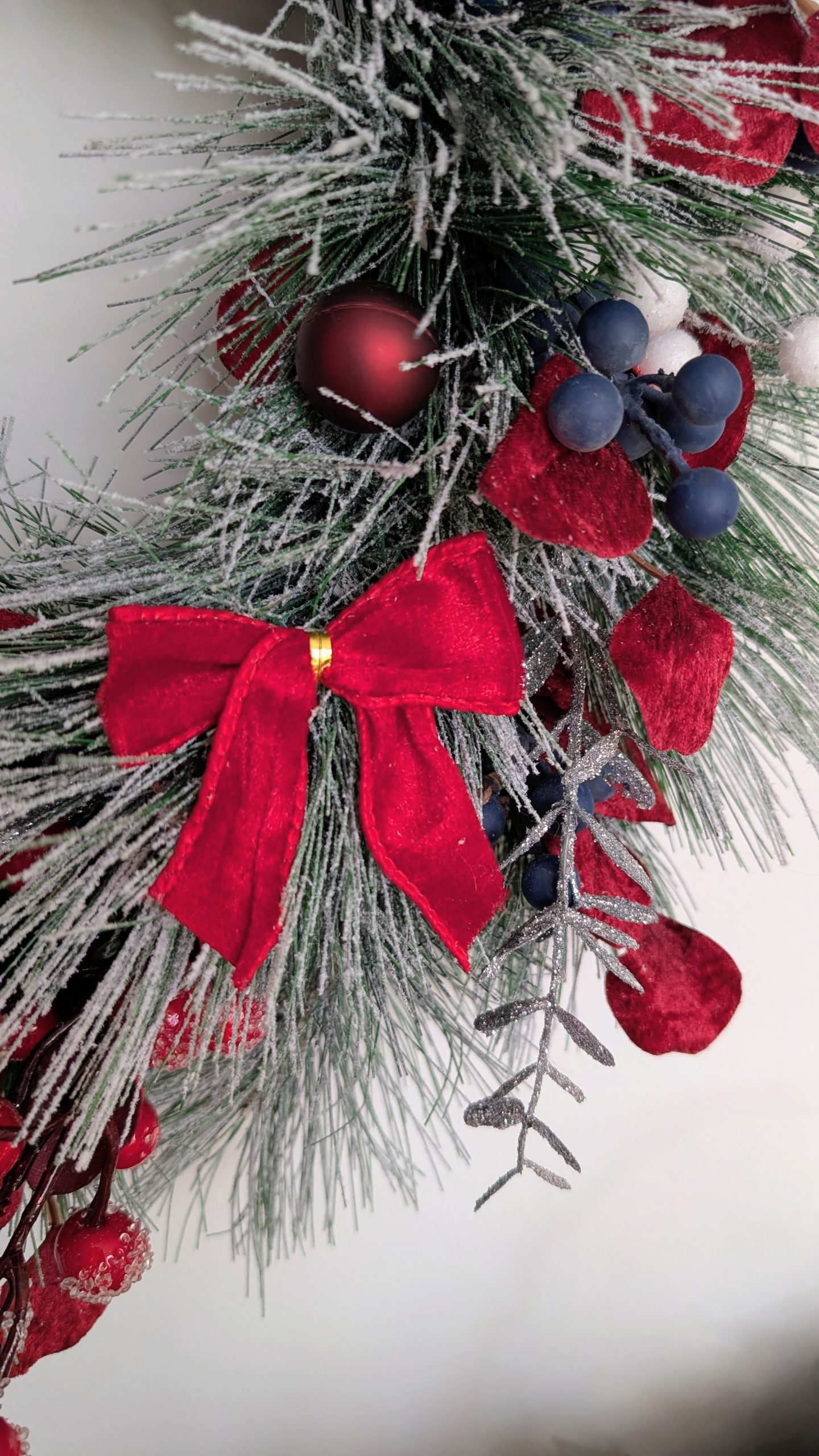 Assorted Winter Berries Snowy Pine Faux Winter Wreath