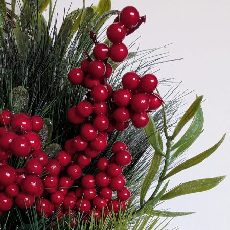 Red Bow And Berries Faux Pine Christmas Wreath