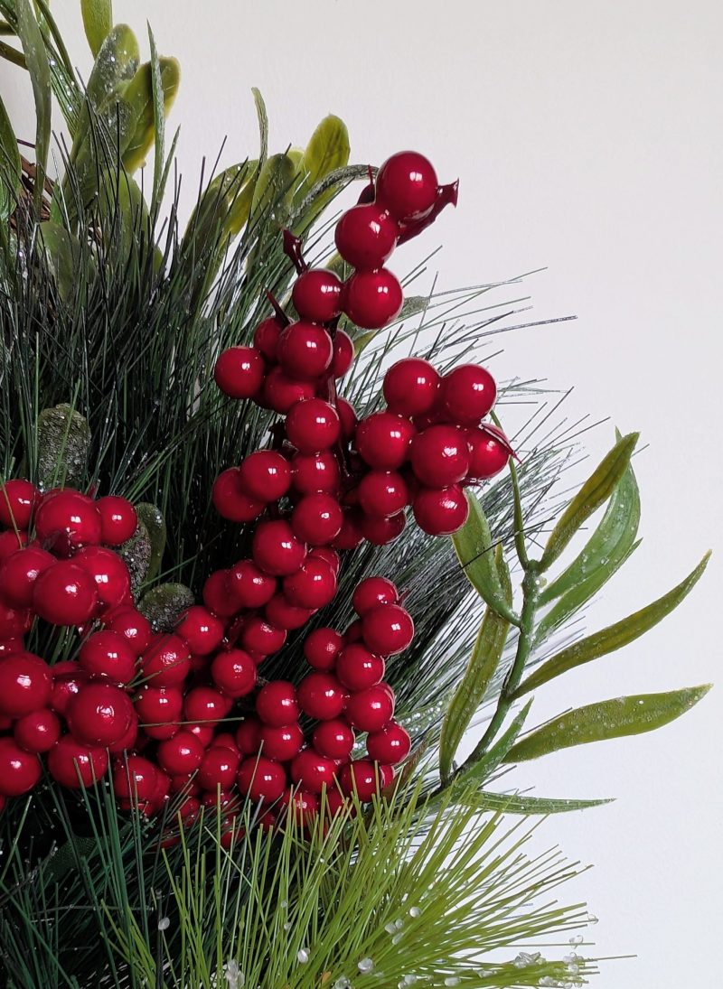 Red Bow And Berries Faux Pine Christmas Wreath