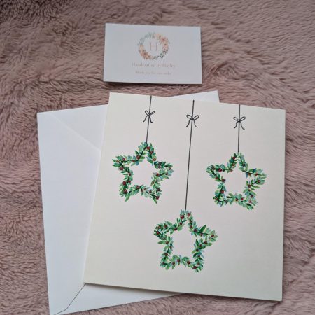 Hand painted watercolour greeting card - Mini hanging stars