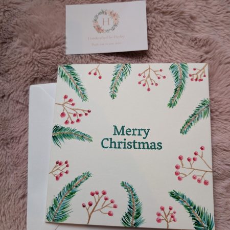 Hand painted watercolour greeting card - foliage border